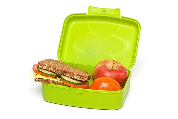 Green Healthy Lunch Box, Isolated on White